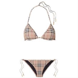 BURBERRY check printed triangle bikini set